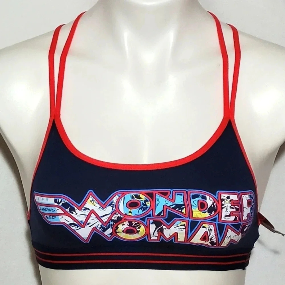 Wonder Woman Wire Free Strappy Bralette‎ XS X-SMALL Navy Blue NWT